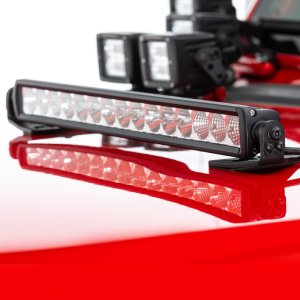 Jeep Wrangler Light Mounts - Center Hood - Go Rhino - Single Row LED Bar - Textured Black - `18-`20